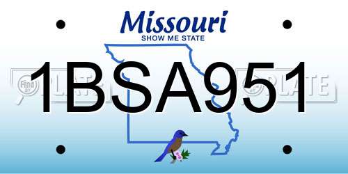 1BSA951 Missouri License Plate