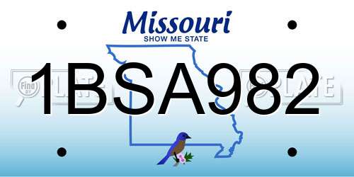 1BSA982 Missouri License Plate