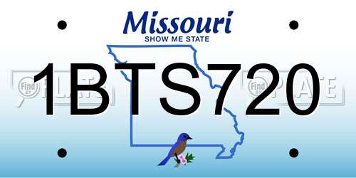 1BTS720 Missouri License Plate