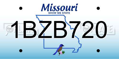 1BZB720 Missouri License Plate