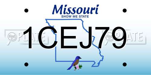 1CEJ79 Missouri License Plate