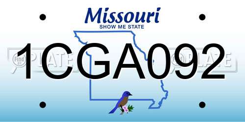 1CGA092 Missouri License Plate