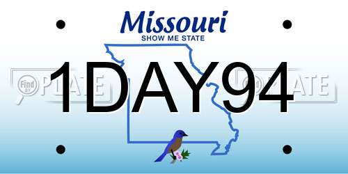1DAY94 Missouri License Plate