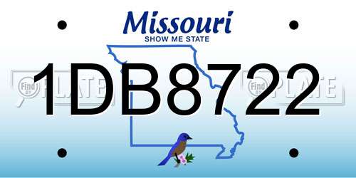 1DB8722 Missouri License Plate