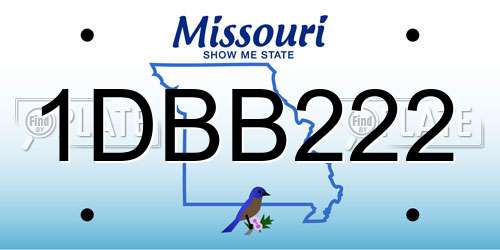 1DBB222 Missouri License Plate
