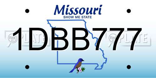 1DBB777 Missouri License Plate