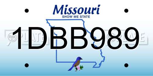 1DBB989 Missouri License Plate