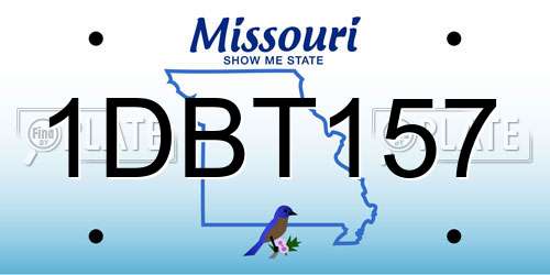 1DBT157 Missouri License Plate