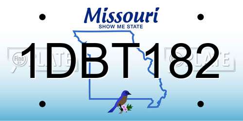 1DBT182 Missouri License Plate