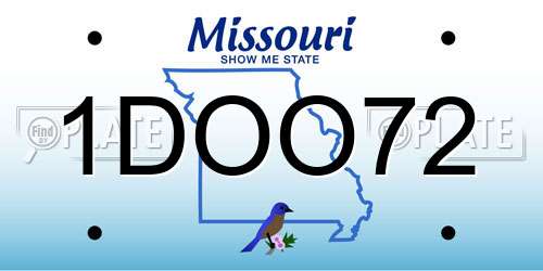 1DOO72 Missouri License Plate
