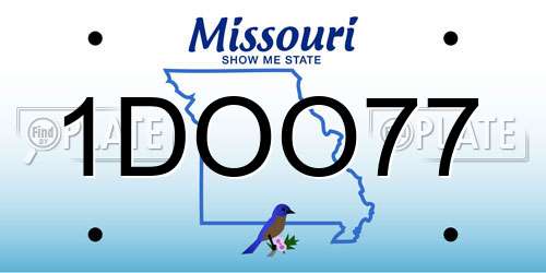 1DOO77 Missouri License Plate