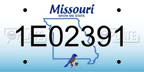 1E02391 Missouri License Plate
