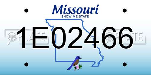 1E02466 Missouri License Plate