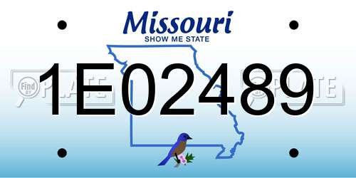 1E02489 Missouri License Plate