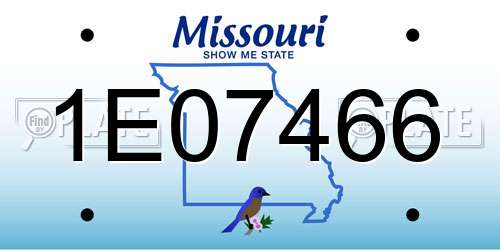 1E07466 Missouri License Plate