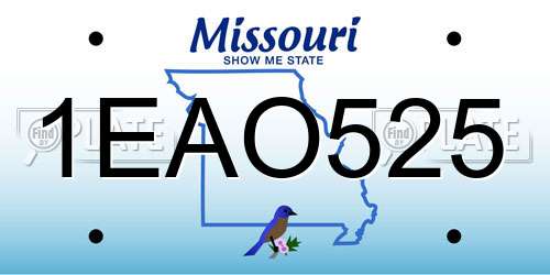 1EAO525 Missouri License Plate