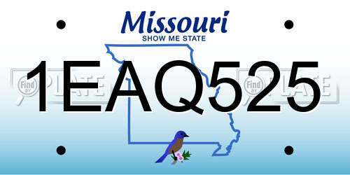 1EAQ525 Missouri License Plate