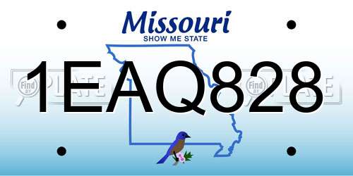 1EAQ828 Missouri License Plate