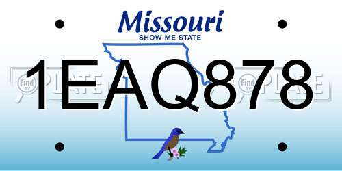 1EAQ878 Missouri License Plate