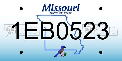 1EB0523 Missouri License Plate