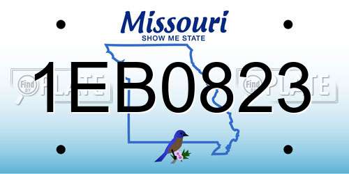 1EB0823 Missouri License Plate