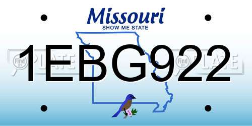 1EBG922 Missouri License Plate