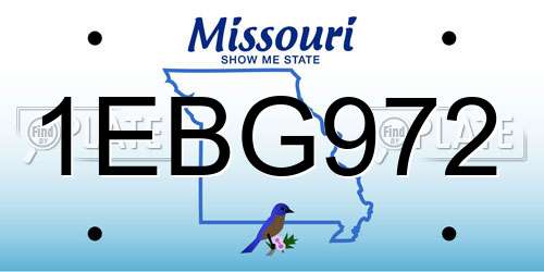 1EBG972 Missouri License Plate