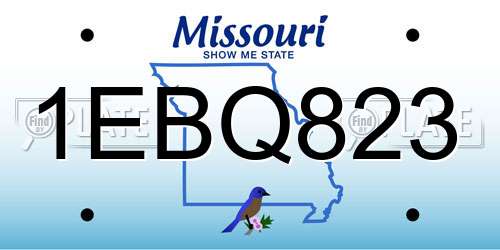 1EBQ823 Missouri License Plate