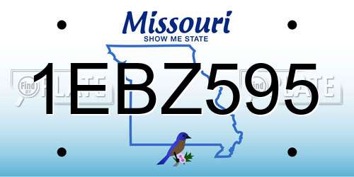 1EBZ595 Missouri License Plate