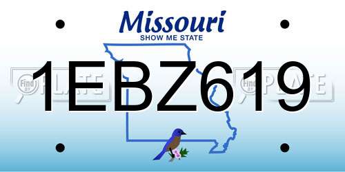 1EBZ619 Missouri License Plate
