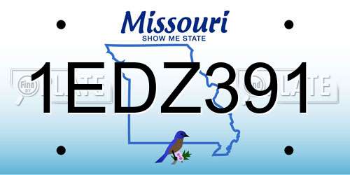 1EDZ391 Missouri License Plate