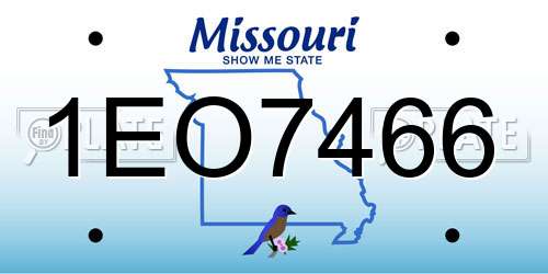 1EO7466 Missouri License Plate
