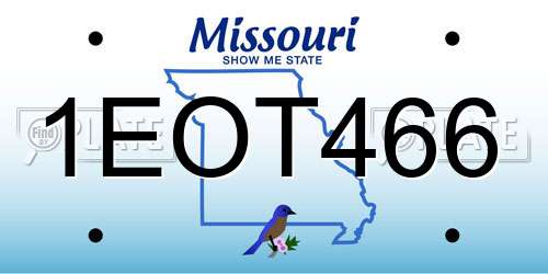 1EOT466 Missouri License Plate