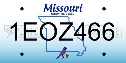 1EOZ466 Missouri License Plate