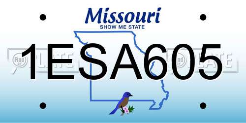 1ESA605 Missouri License Plate