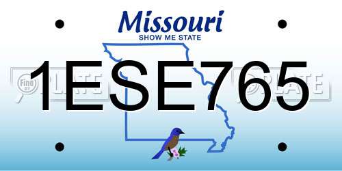 1ESE765 Missouri License Plate