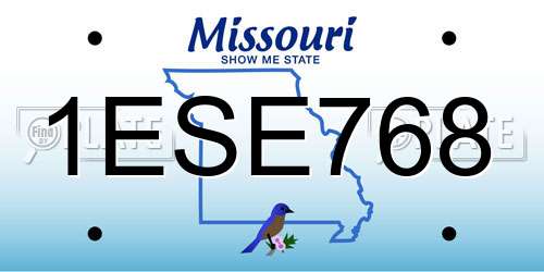 1ESE768 Missouri License Plate