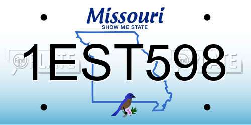 1EST598 Missouri License Plate