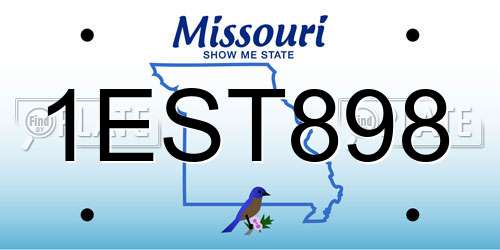 1EST898 Missouri License Plate