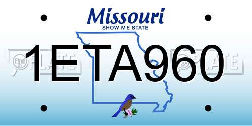 1ETA960 Missouri License Plate