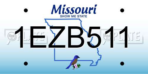 1EZB511 Missouri License Plate