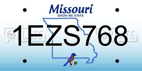 1EZS768 Missouri License Plate
