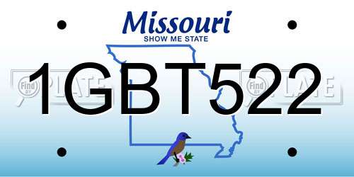 1GBT522 Missouri License Plate