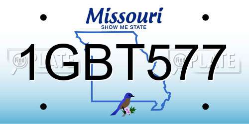 1GBT577 Missouri License Plate