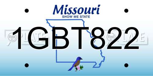 1GBT822 Missouri License Plate