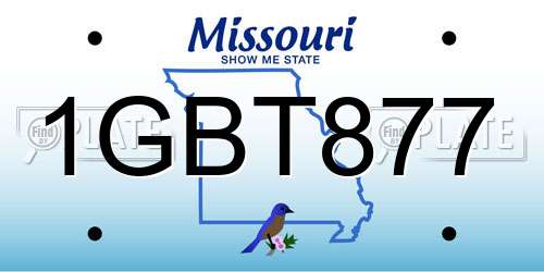 1GBT877 Missouri License Plate