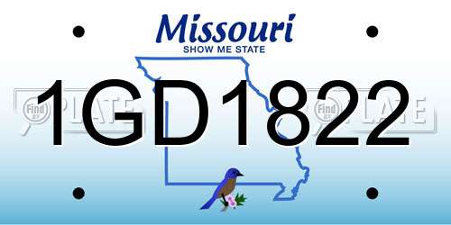 1GD1822 Missouri License Plate