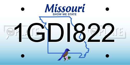 1GDI822 Missouri License Plate