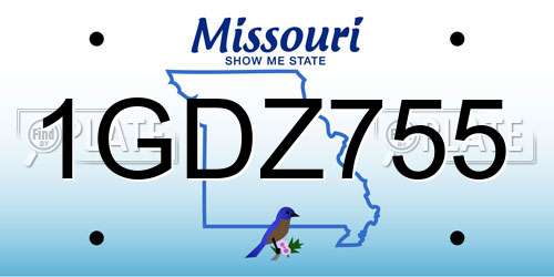 1GDZ755 Missouri License Plate