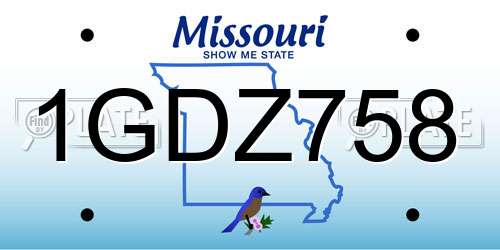 1GDZ758 Missouri License Plate